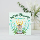 Imbolc Spiral Sun & Snowdrops Mint Green Holiday Feestdagenkaart (Staand voorkant)