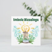 Imbolc Spiral Sunshine Candlelight & Greenery Feestdagenkaart (Staand voorkant)