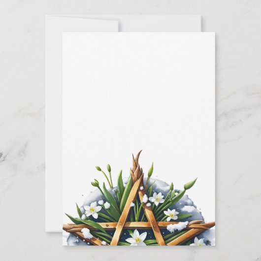 Imbolc Sunshine Snowdrop Pentacle Pagan Holiday Kaart (Achterkant)