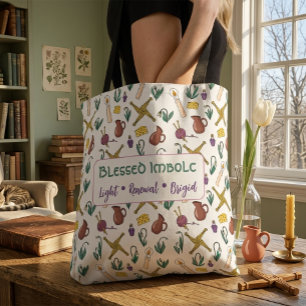 Imbolc-tas Pagan Seizoenspatroon met Brigid Tote Bag