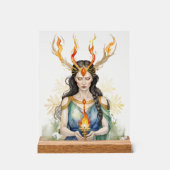 Imbolc Wiccan Goddess Flame & Gouden Sneeuwvlok Acryl Bord (Voorkant)