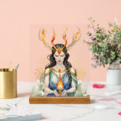 Imbolc Wiccan Goddess Flame & Gouden Sneeuwvlok Acryl Bord (Huwelijk)