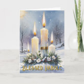 Imbolc Wiccan Winter Bloemen Krans Kaarsen Feestdagen Kaart (Voorkant)