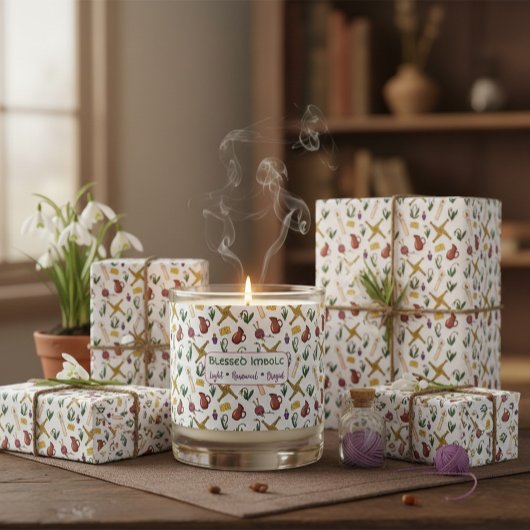 Imbolc Wrapping Paper Pagan Seasonal Pattern  Cadeaupapier