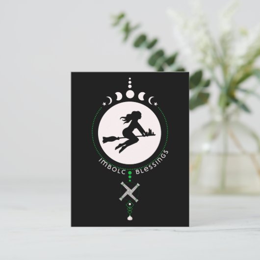 Imbolische zegeningen, heks briefkaart (Staand voorkant)