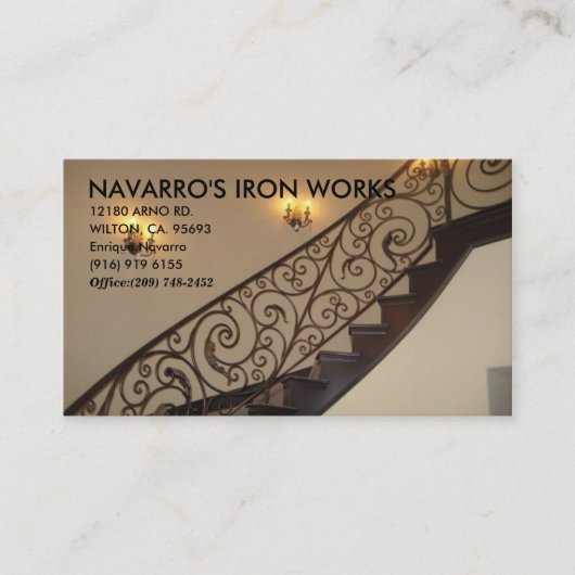 IMG_4575, NAVARRO'S IRON WORKS, 12180 ARNO RD... VISITEKAARTJE (Voorkant)