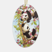 IMG_7386.PNG schattige en kleurrijke panda ontworp Keramisch Ornament (Links)