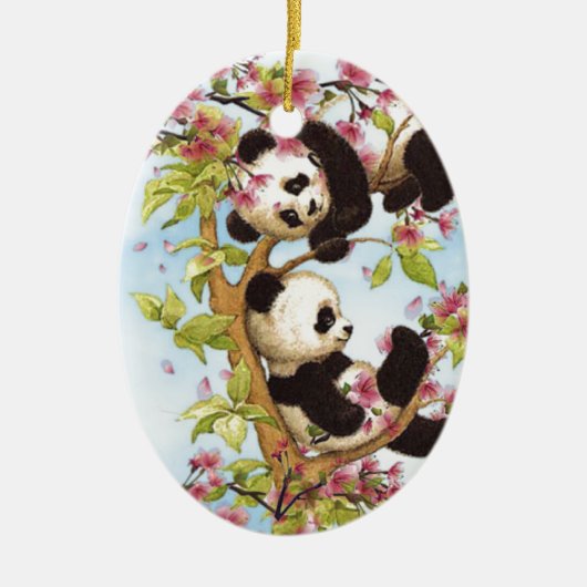 IMG_7386.PNG schattige en kleurrijke panda ontworp Keramisch Ornament (Voorkant)
