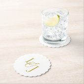 Imitatie Goud Paar Initialen Monogram Bruiloft Kartonnen Onderzetters (Insitu)