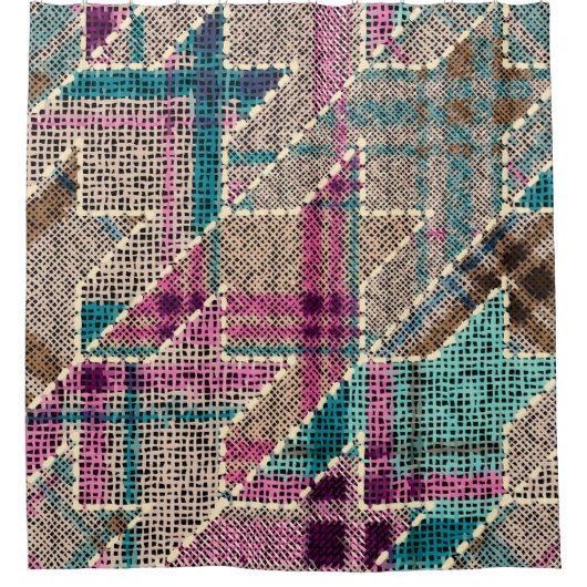 Imitatie van het patroon van de Indische patchwork Douchegordijn (Voorkant)