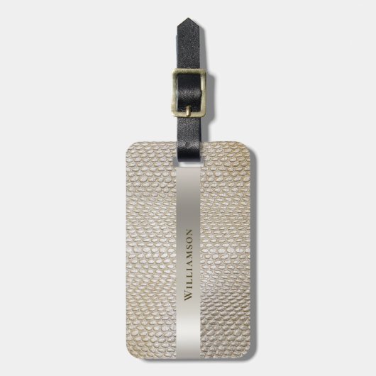 Imitatieleer Leder uit sakeskin Gold Titaniumlabel Bagagelabel (Voorkant verticaal)