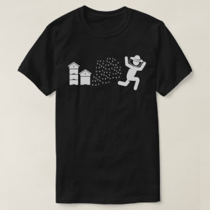 Imker achtervolgd door bijen grappige lopende imke t-shirt