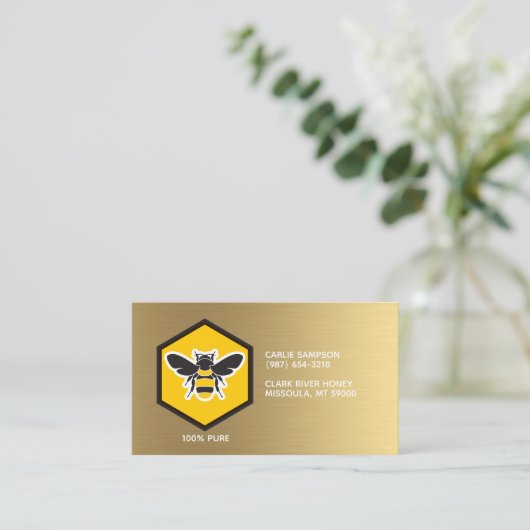 Imker Bijen en Honingraat Wit Goud Visitekaartje (Staand voorkant)