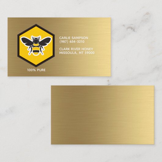 Imker Bijen en Honingraat Wit Goud Visitekaartje (Voorkant / Achterkant)