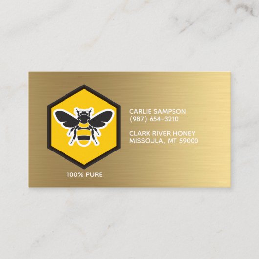 Imker Bijen en Honingraat Wit Goud Visitekaartje (Voorkant)