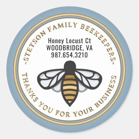 IMKER BUSINESS HONEYBEE LOGO DANK U RONDE STICKER (Voorkant)