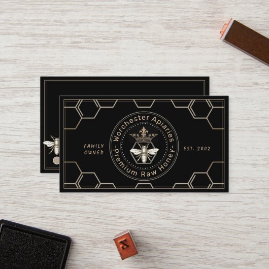 Imker Honey Klantloyaliteit Kaart Punch Zwart Klantenkaartje (Voorkant / Achterkant in situ)