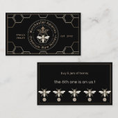 Imker Honey Klantloyaliteit Kaart Punch Zwart Klantenkaartje (Voorkant / Achterkant)