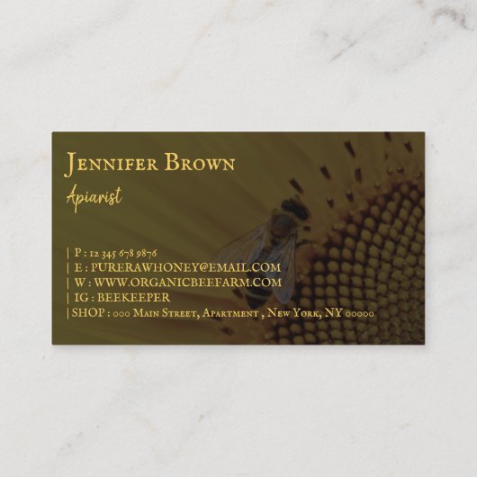 Imker raat pure raw farm Bijenhouder Visitekaartje (Achterkant)