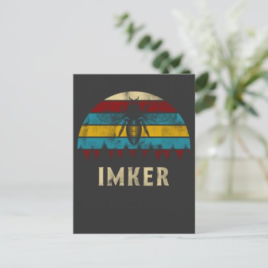 Imker Retro Biene Insekten Natur Design Briefkaart (Staand voorkant)