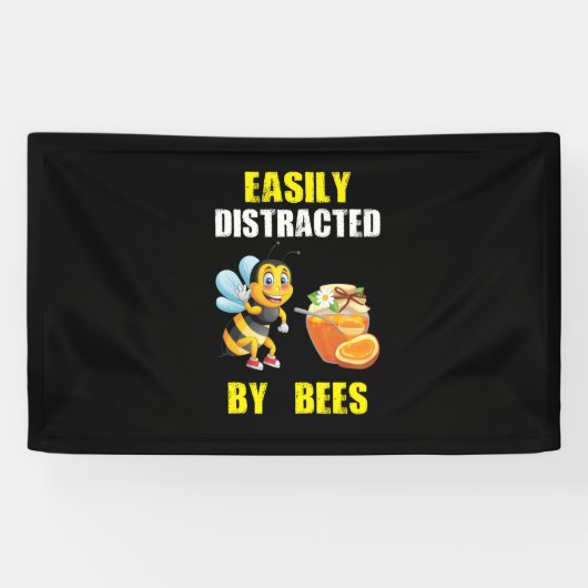 Imkercadeau | Gemakkelijk Afleiden Door Bijen Spandoek (Horizontaal)