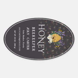 Imkerhoninglabels | Honingbij & Honingraat Des Ovale Sticker