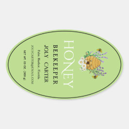 Imkerhoninglabels | Honingbij & Honingraat Des Ovale Sticker