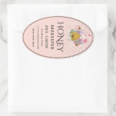 Imkerhoninglabels | Honingbij & Honingraat Des Ovale Sticker (Tas)