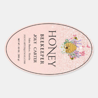 Imkerhoninglabels | Honingbij & Honingraat Des Ovale Sticker