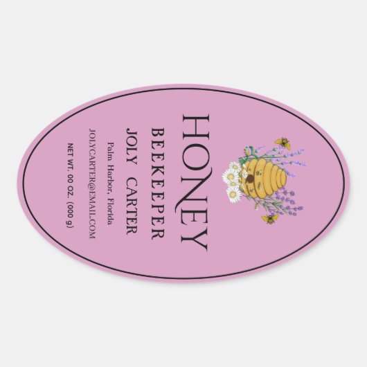 Imkerhoninglabels | Honingbij & Honingraat Des Ovale Sticker (Voorkant)