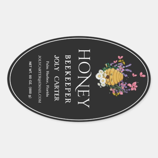 Imkerhoninglabels | Honingbij & Honingraat Des Ovale Sticker (Voorkant)
