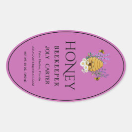 Imkerhoninglabels | Honingbij & Honingraat Des Ovale Sticker