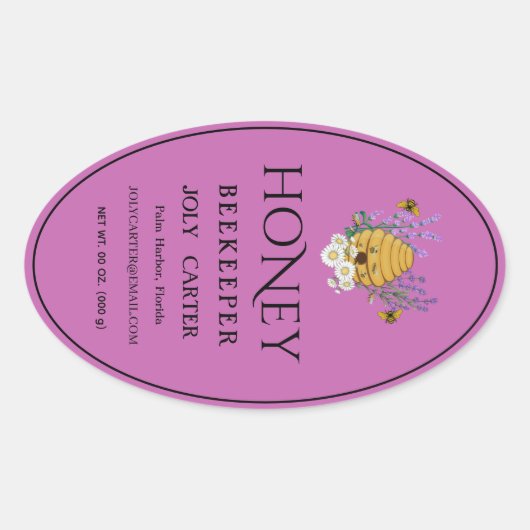 Imkerhoninglabels | Honingbij & Honingraat Des Ovale Sticker (Voorkant)