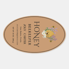 Imkerhoninglabels | Honingbij & Honingraat Des Ovale Sticker