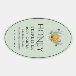Imkerhoninglabels | Honingbij & Honingraat Des Ovale Sticker