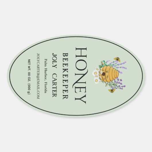 Imkerhoninglabels | Honingbij & Honingraat Des Ovale Sticker (Voorkant)