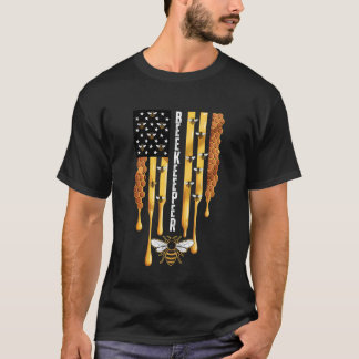Imkerij Honingraat Amerikaanse Vlag Patriottische T-shirt