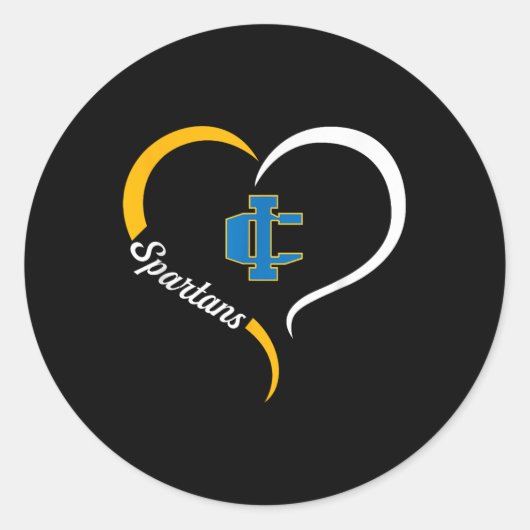 Imlay City Spartans Logo Halve Hart Slogan HS Ronde Sticker (Voorkant)