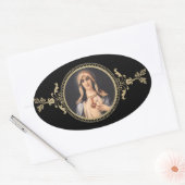 Immaculaat & Sorrowful Heart van Moeder Mary Ovale Sticker (Envelop)