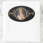 Immaculaat & Sorrowful Heart van Moeder Mary Ovale Sticker (Tas)