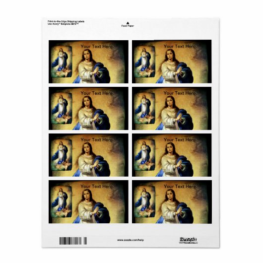 Immaculair begrip van Maagd Mary - Murillo Etiket (Full Sheet)