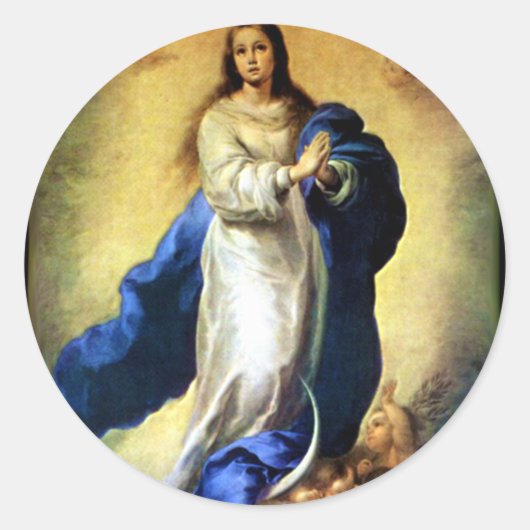 Immaculair begrip van Maagd Mary - Murillo Ronde Sticker (Voorkant)