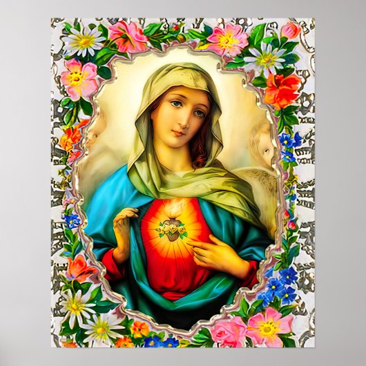 Immaculair hart van de Maagd Maria katholieke Sain Poster (Voorkant)
