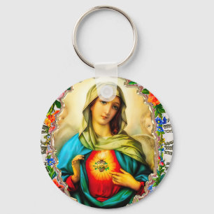 Immaculair hart van de Maagd Maria katholieke Sain Sleutelhanger