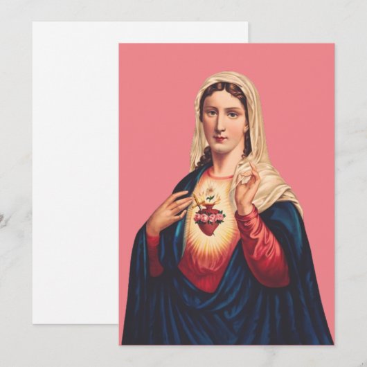 Immaculair hart van Maagd Mary Bedankkaart (Voorkant / Achterkant)