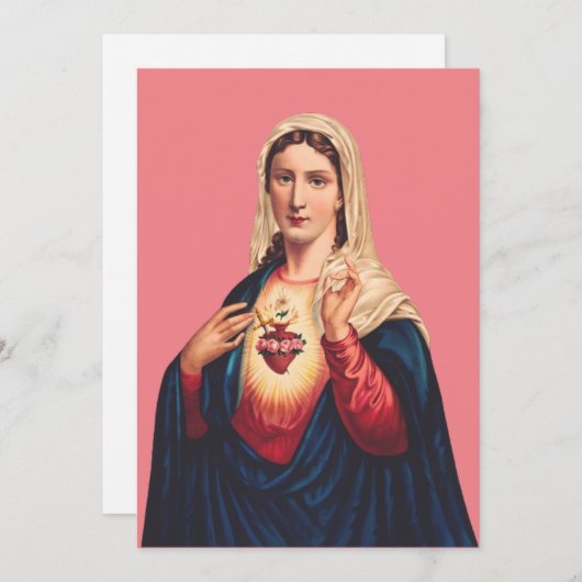 Immaculair hart van Maagd Mary Save The Date (Voorkant / Achterkant)