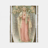  immaculair hart van Mary met bloemen Fleece Deken (Voorkant)