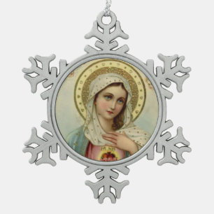 immaculair hart van Mary Tin Sneeuwvlok Ornament