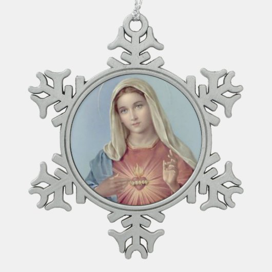 immaculair hart van Mary Tin Sneeuwvlok Ornament (Voorkant)