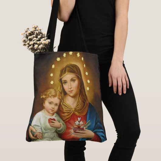  immaculair hart van Mary w/Baby Jesus Tote Bag (Dichtbij)